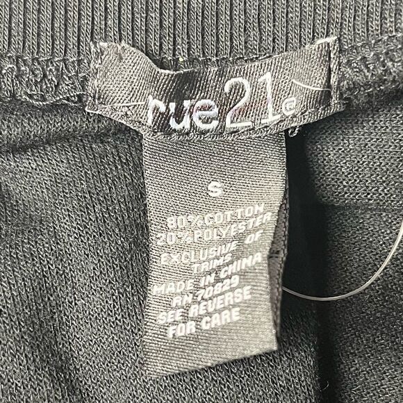 Rue21 Black Terry High Waist Mini Y2K Skater Skirt Drawstring Waist - Picture 6 of 6